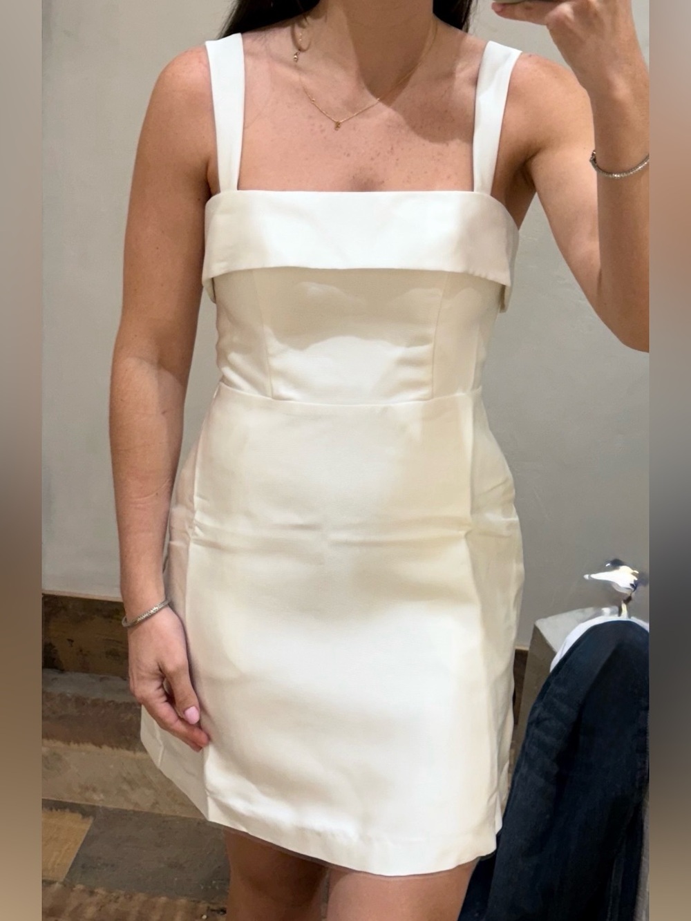 BHLDN Ivory Square-Neck Mini Dress